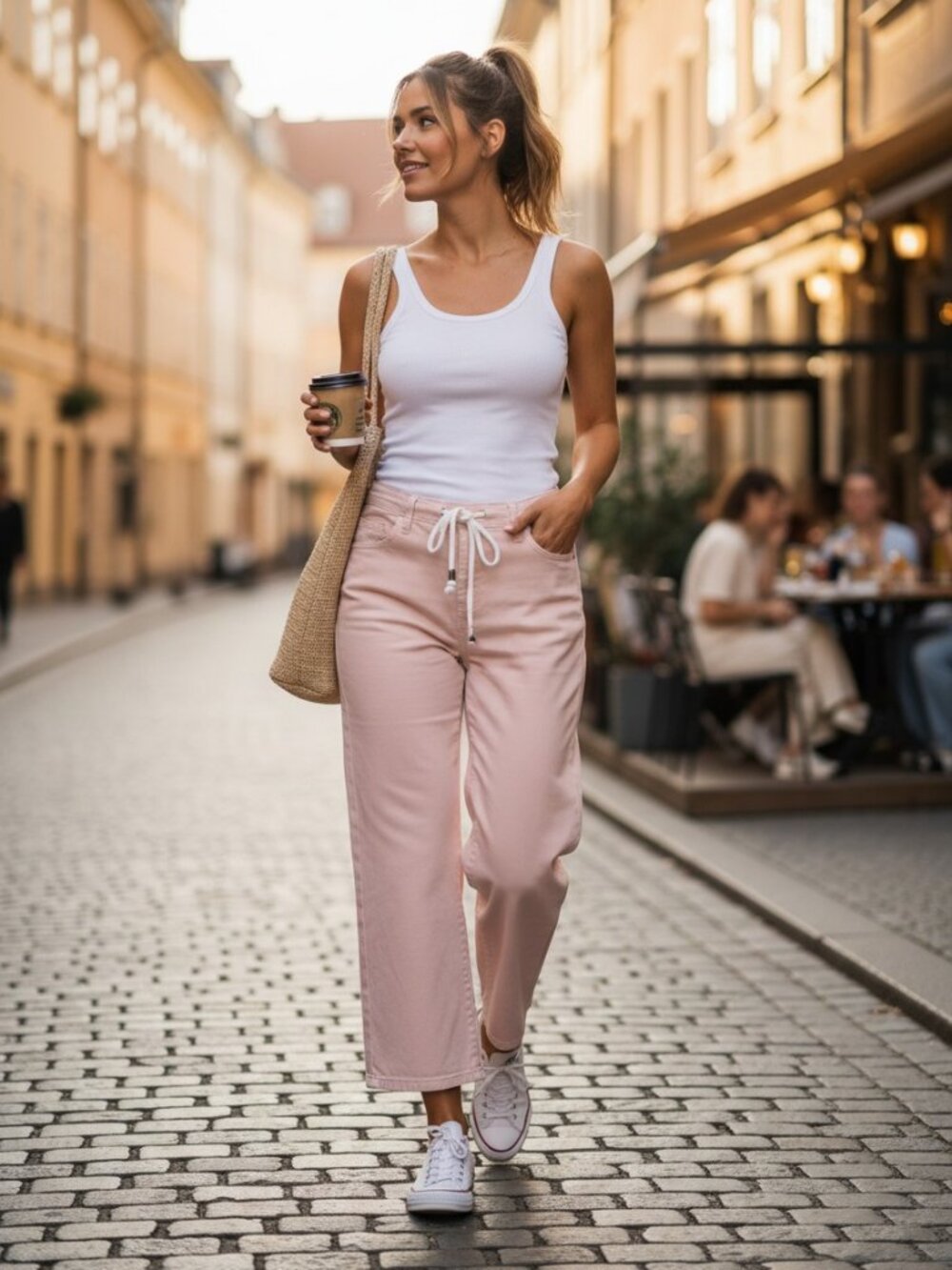 Hint of Blu Wide Leg Jeans Womens 26 Pink High Rise Drawstring Cropped Denim